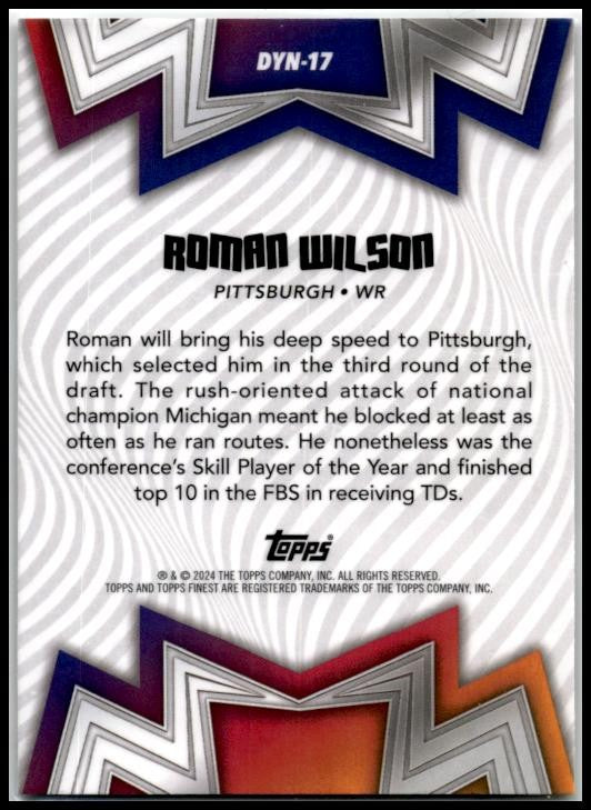 2024 Topps Finest Dynamos #DYN-17 Roman Wilson Pittsburgh