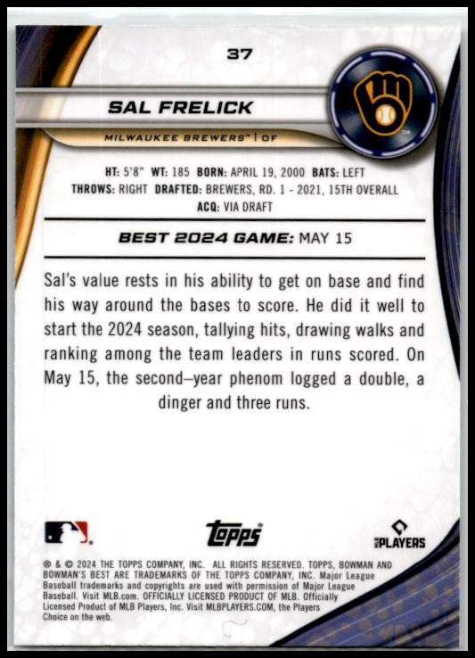 2024 Bowman's Best #37 Sal Frelick Milwaukee Brewers