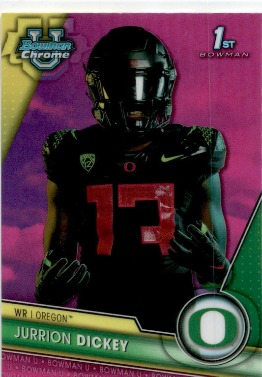 2023 Bowman University Chrome Pink #105 Jurrion Dickey Oregon Ducks