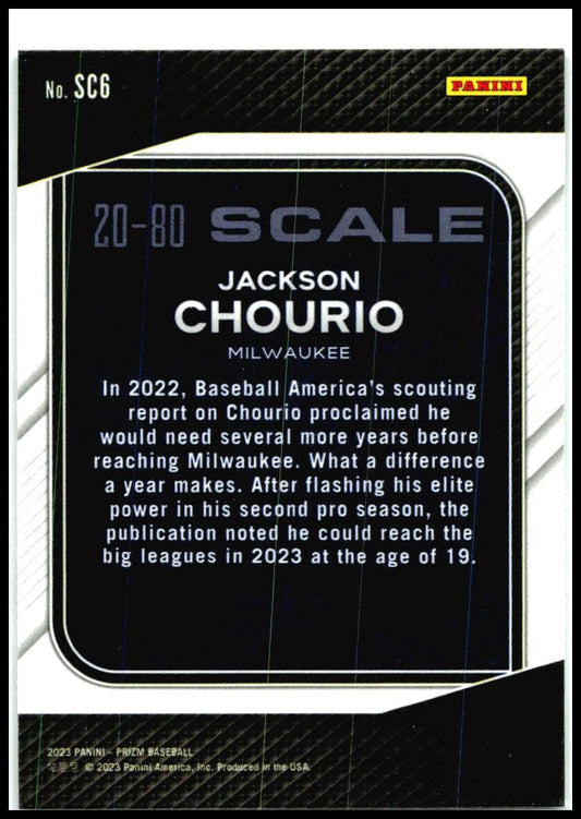 2023 Panini Prizm #SC6 Jackson Chourio Milwaukee Brewers