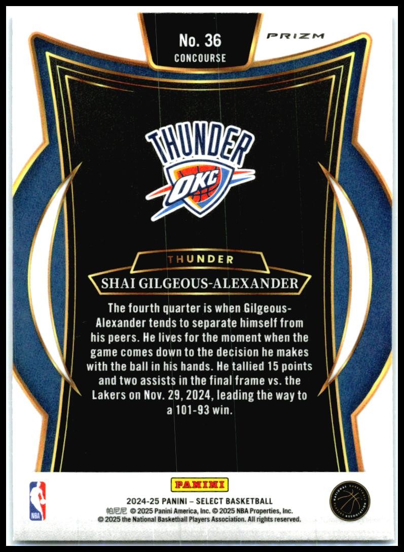 2024-25 Panini Select Blue ice #36 Shai Gilgeous-Alexander Oklahoma City Thunder