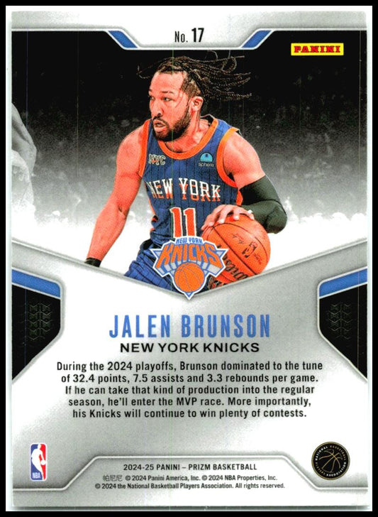 2024-25 Panini Prizm Dominance #17 Jalen Brunson New York Knicks