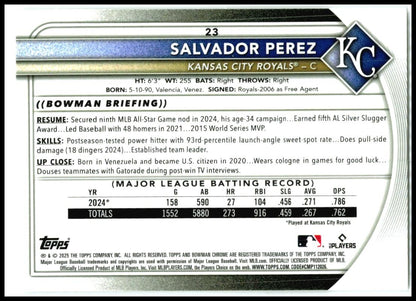 2025 Bowman Chrome #23 Salvador Perez Royals