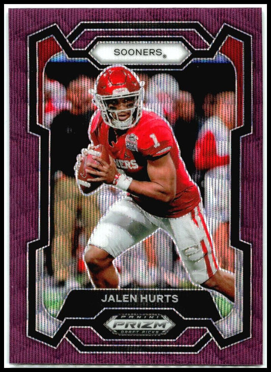 2024 Panini Prizm Draft Picks Purple Wave #99 Jalen Hurts Oklahoma Sooners