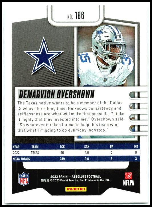 2023 Panini Absolute #186 Demarvion Overshown Dallas Cowboys