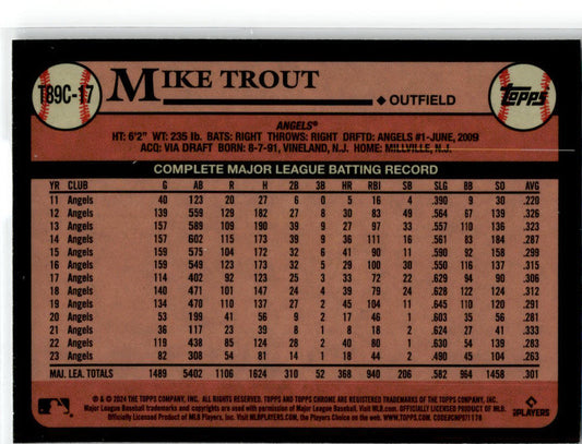 2024 Topps #T89C-17 Mike Trout Los Angeles Angels