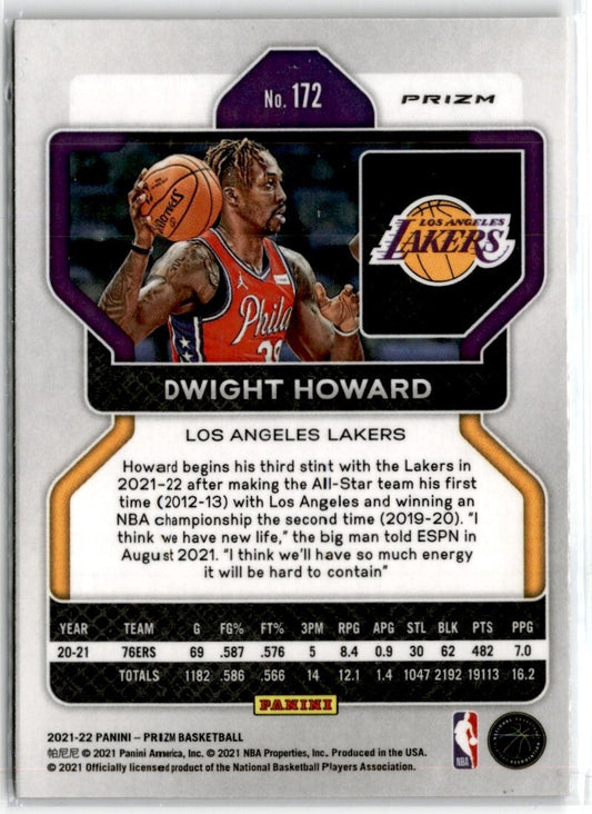 2021-22 Panini Prizm Recd White Blue Dwight Howard Los Angeles Lakers #172