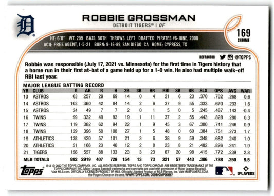 2022 Topps Chrome X-Factor Robbie Grossman Detroit Tigers #169