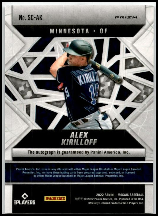 2022 Panini Mosaic Scripts Holo #SC-AK Alex Kirilloff Auto Minnesota Twins