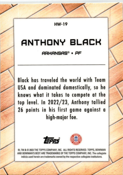 2023 Bowman University Best Hardwood Warriors #HW-19 Anthony BLack Arkansas