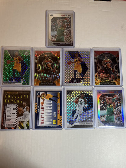 9 Assorted Donovan Mitchell Cards. Cleveland Cavaliers great haul of cards!!!