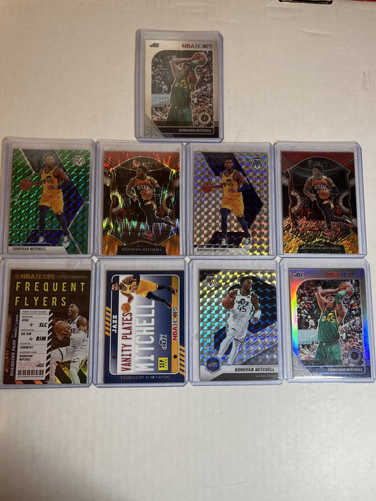 9 Assorted Donovan Mitchell Cards. Cleveland Cavaliers great haul of cards!!!