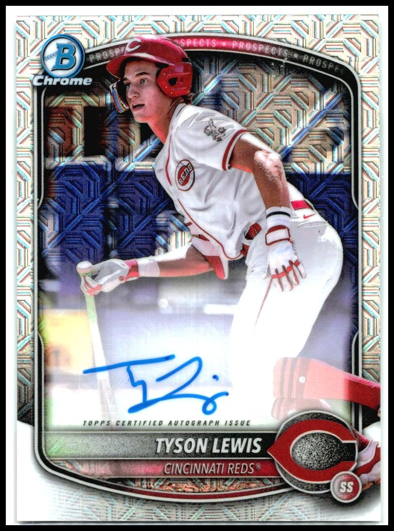 2025 Bowman Chrome Prospects Autos Mojo Refractor #BMA-TLE Tyson Lewis Auto Reds