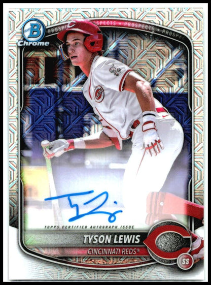 2025 Bowman Chrome Prospects Autos Mojo Refractor #BMA-TLE Tyson Lewis Auto Reds