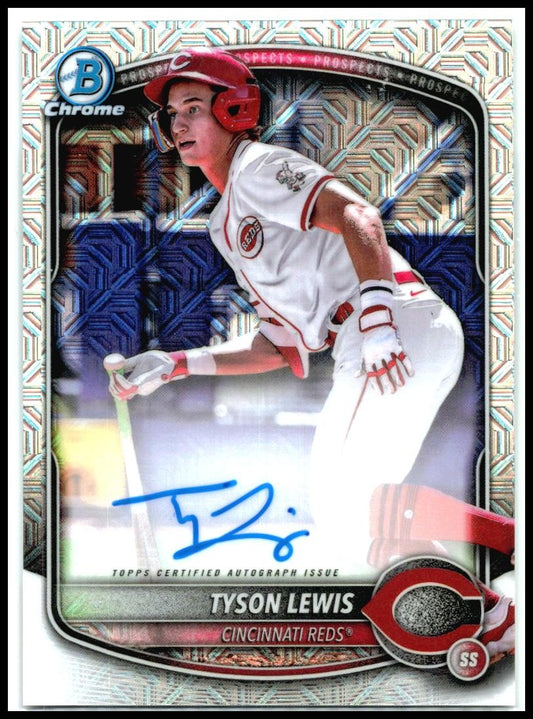 2025 Bowman Chrome Prospects Autos Mojo Refractor #BMA-TLE Tyson Lewis Auto Reds