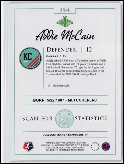 2021 Parkside NWSL Premier Edition #154 Addie McCain