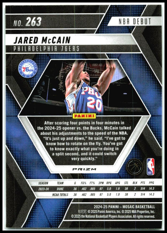 2024-25 Panini Mosaic Green Mosaic NBA Debut #263 Jared McCain 76ers