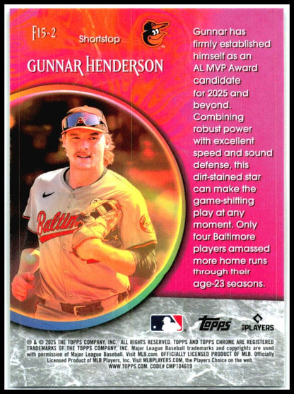 2025 Topps Chrome Fortune 15 Logofractor #F15-2 Gunnar Henderson Orioles