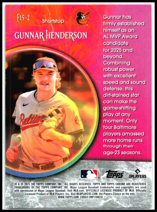 2025 Topps Chrome Fortune 15 Logofractor #F15-2 Gunnar Henderson Orioles