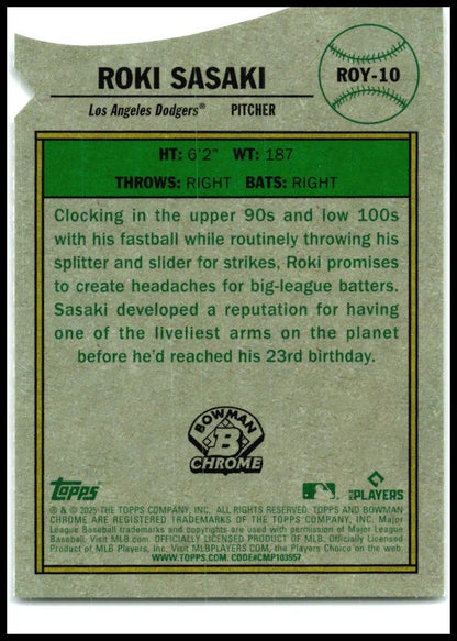 2025 Bowman Rookie of the Year Favorites Mojo #ROY-10 Roki Sasaki Dodgers