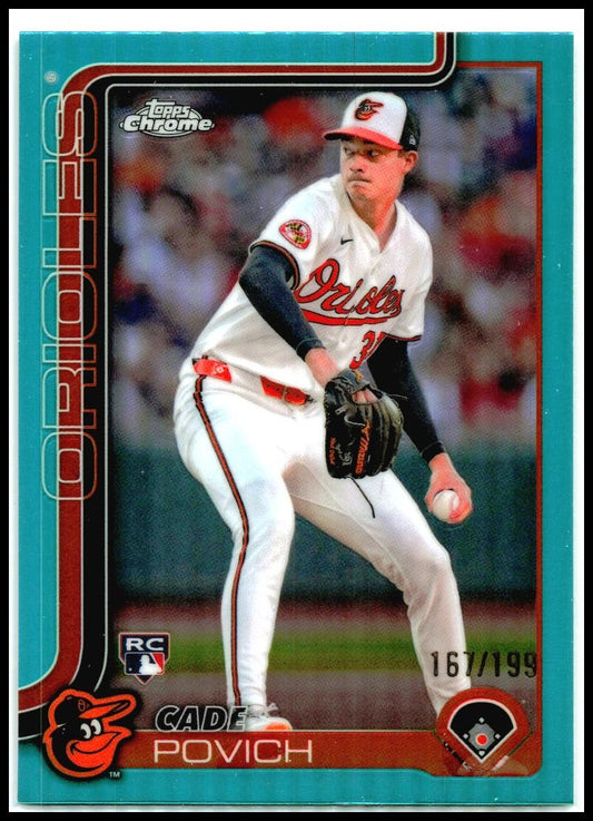 2025 Topps Chrome Aqua Raywave Refractors #140 Cade Povich Rookie Orioles
