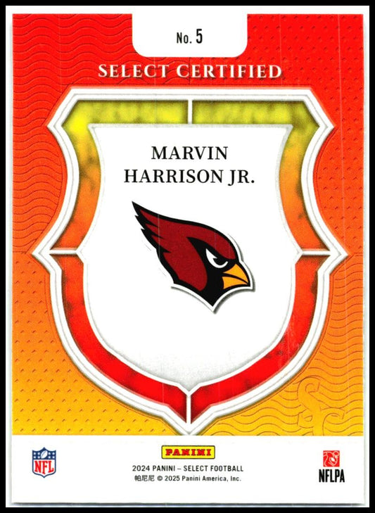 2024 Panini Select Select Certified Rookies #5 Marvin Harrison Jr. Cardinals