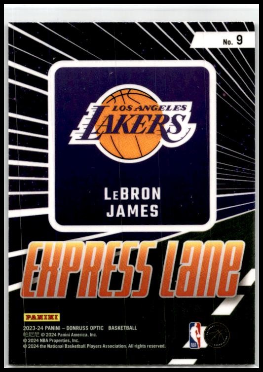 2023-24 Donruss Optic Express Lane Purple #9 LeBron James Los Angeles Lakers