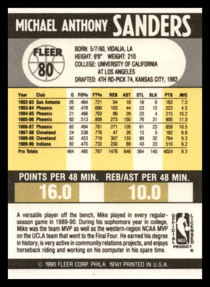 1990 Fleer #80 Mike Sanders