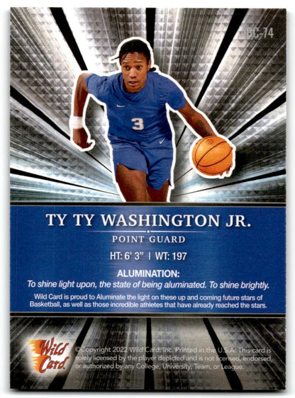2021-22 Wild Card Alumination Ty Ty Washington JR. Houston Rockets #ABC-74