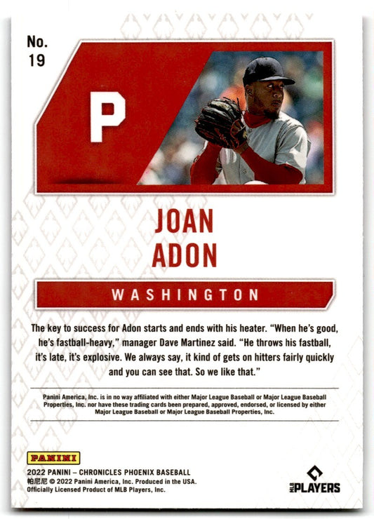2022 Panini Phoenix Pink Pulsar Joan Adon Rookie Washington Nationals #19