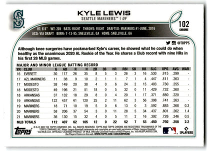 2022 Topps Chrome Kyle Lewis Seattle Mariners #102