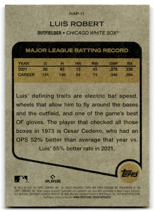 2022 Topps Heritage New Age Performers Luis Robert Chicago White Sox #NAP-11