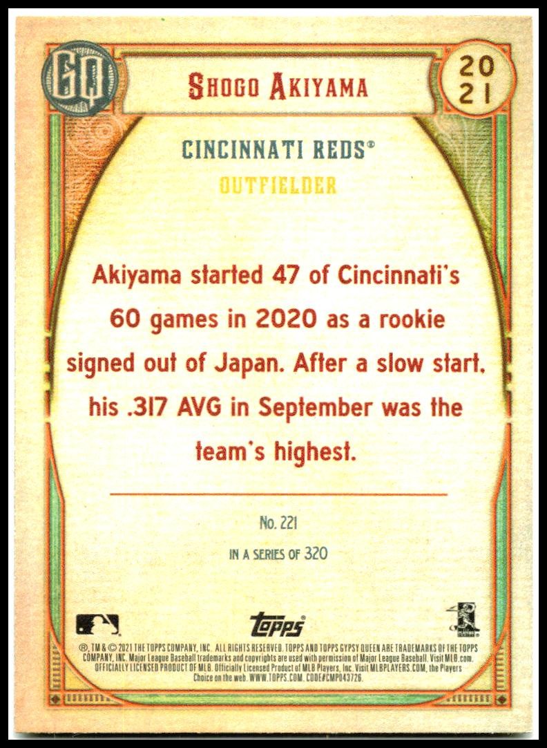 2021 Topps Gypsy Queen #221 Shogo Akiyama Cincinnati Reds