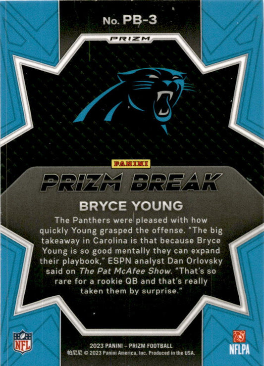 2023 Panini Prizm Prizm Break Green Wave #PB-3 Bryce Young Carolina Panthers