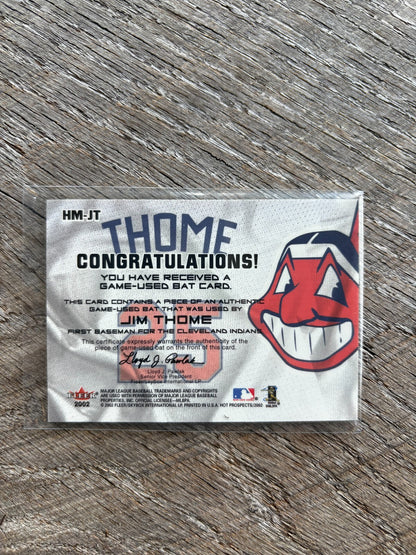 2002 Fleer Hot Prospects MLB Hot Materials #HM-JT Jim Thome Cleveland Indians