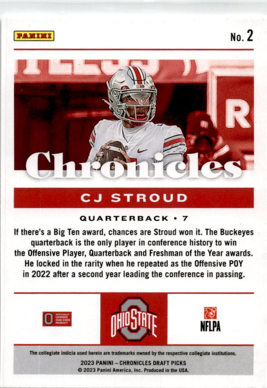2023 Panini Chronicles Draft Picks #2 C.J. Stroud Ohio State Buckeyes