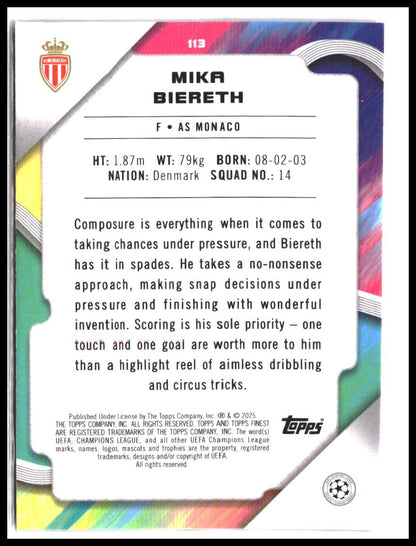 Mika Biereth #113 2024-25 Finest UEFA Club Competitions Rookie RC