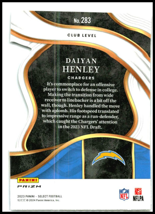 2023 Panini Select Red and Yellow Prizms Die Cuts #283 Daiyan Henley Chargers
