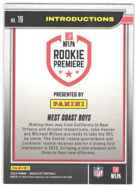 2023 Panini Absolute West Coast Boys #19 Introductions Haener / Wilson