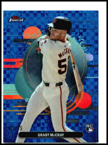 2025 Topps Finest Blue X-Fractor /75 #130 Grant McCray Giants