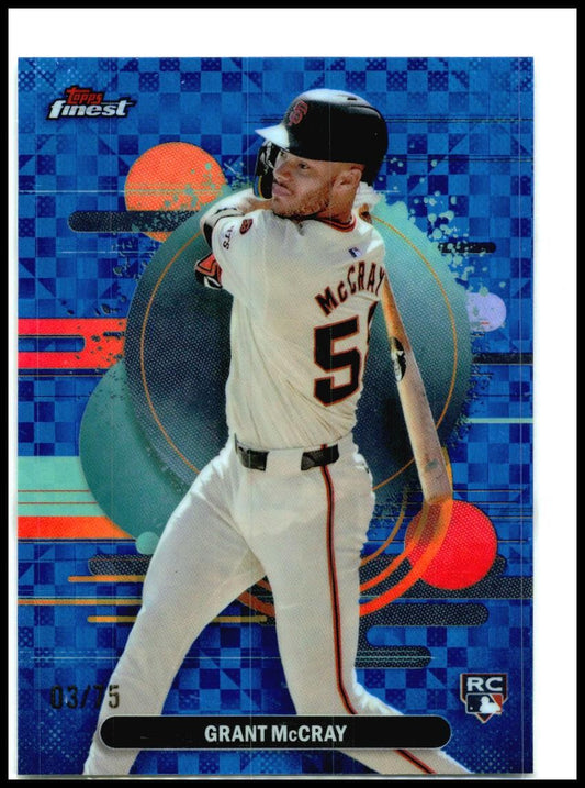2025 Topps Finest Blue X-Fractor /75 #130 Grant McCray Giants