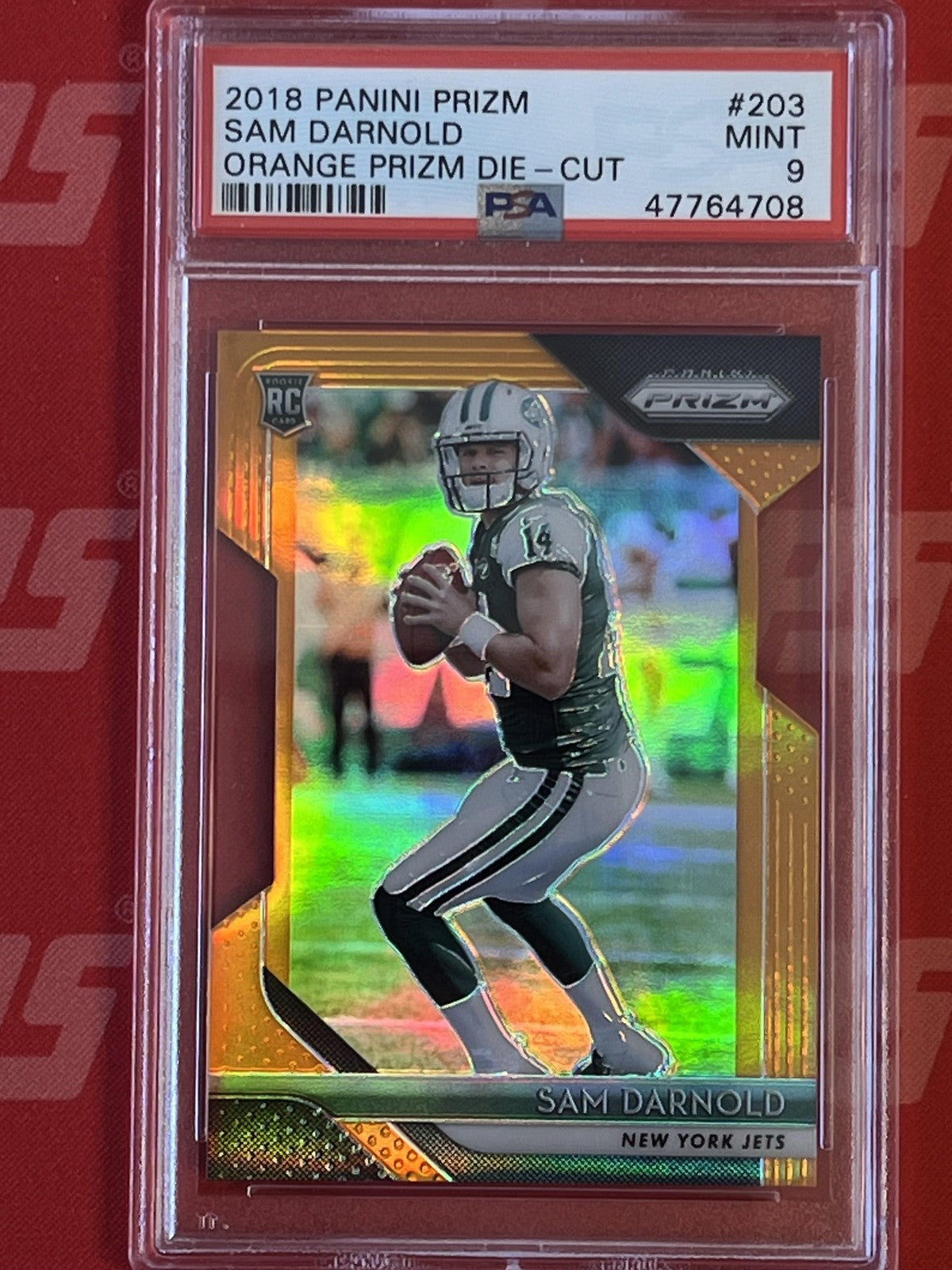2018 Panini Prizm Orange Prizm Die-Cut #203 Sam Darnold /149 PSA 9 Mint
