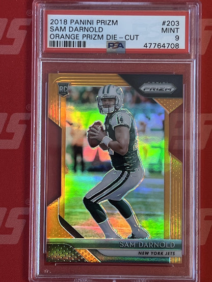 2018 Panini Prizm Orange Prizm Die-Cut #203 Sam Darnold /149 PSA 9 Mint