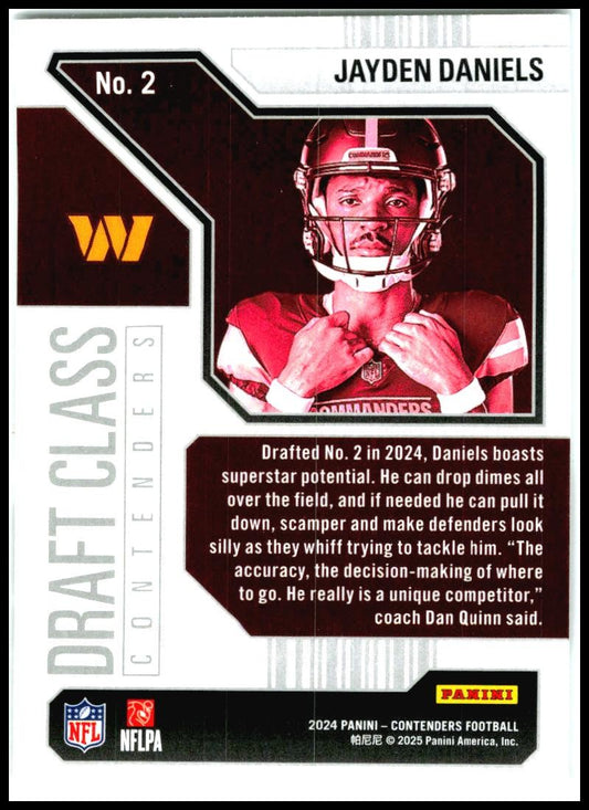 2024 Panini Contenders Draft Class Contenders #2 Jayden Daniels Washington