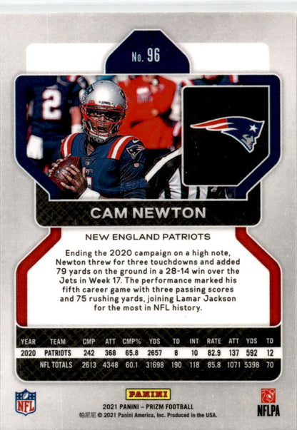 2021 Panini Prizm #96 Cam Newton New England Patriots
