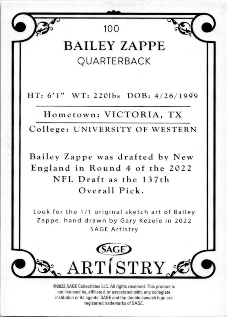 2022 SAGE Artistry #100 Bailey Western Kentucky Hilltoppers