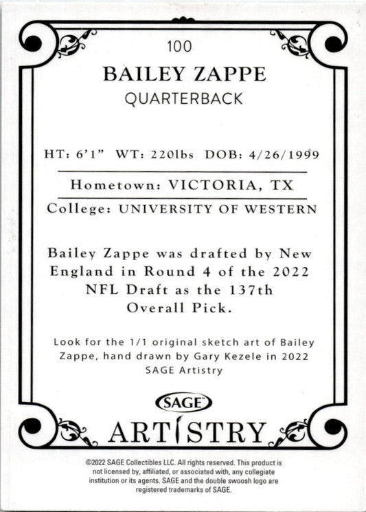 2022 SAGE Artistry #100 Bailey Western Kentucky Hilltoppers