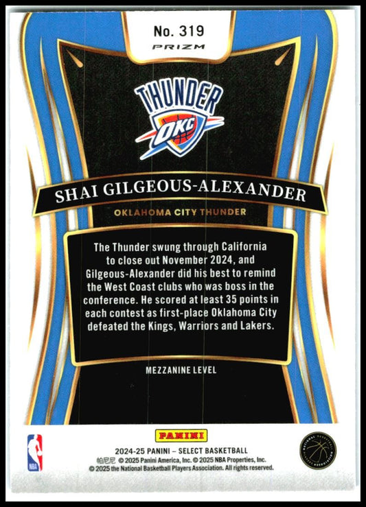 2024-25 Select Blue Cracked Ice Prizm #319 Shai Gilgeous-Alexander Thunder