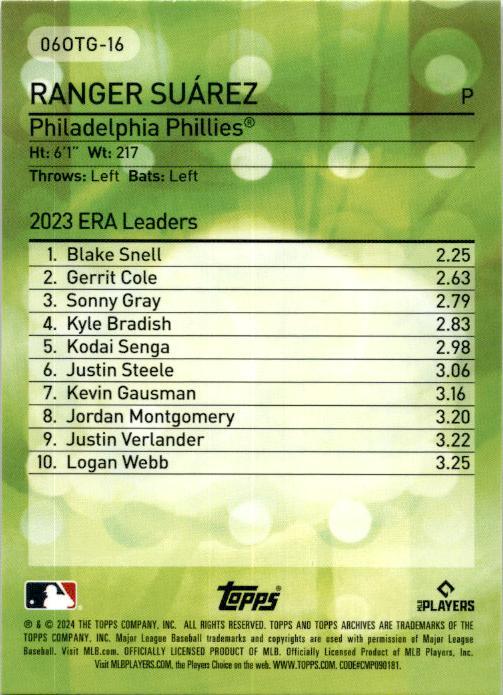 2024 Topps Archives Own the Game #06OTG-16 Ranger Suárez Philadelphia Phillies