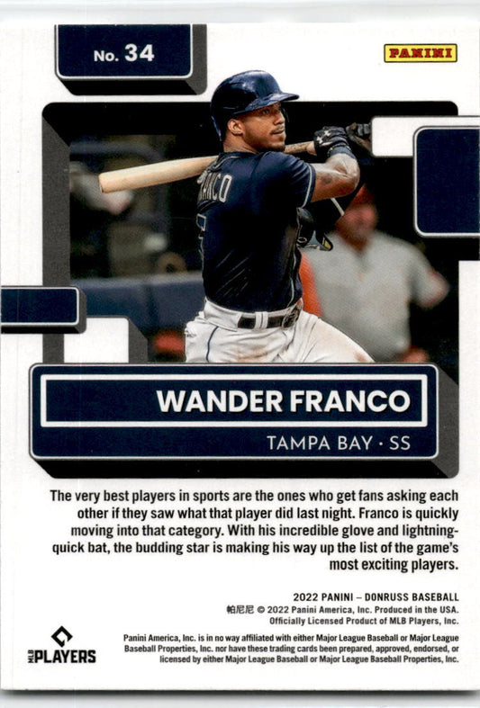 2022 Donruss #34 Wander Franco Rookie Tampa Bay Rays